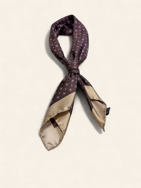 100% Silk bandana Rombus Brown BDNIJ3817_1006