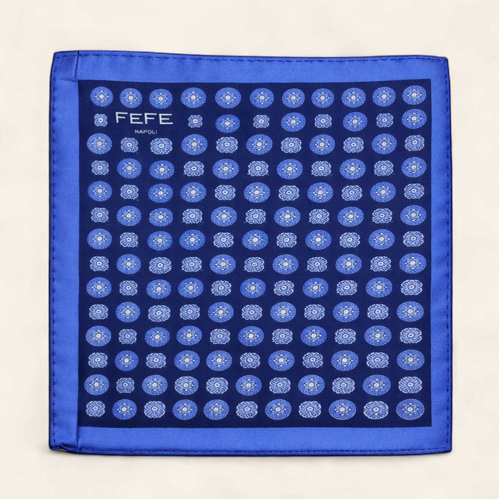 Pochet 100% Silk IJ4946_1000 Rosoni Blu