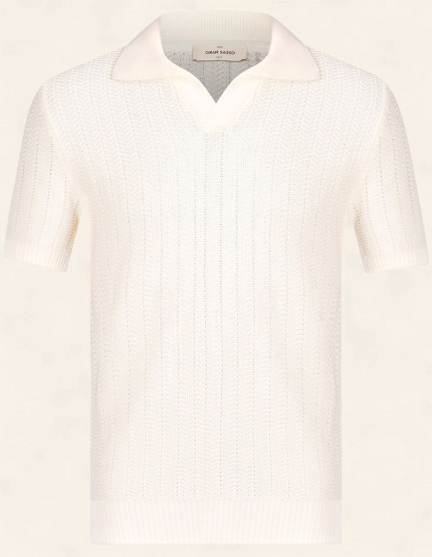 Gran Sasso Buttonless Polo Korte Mouw – Off White