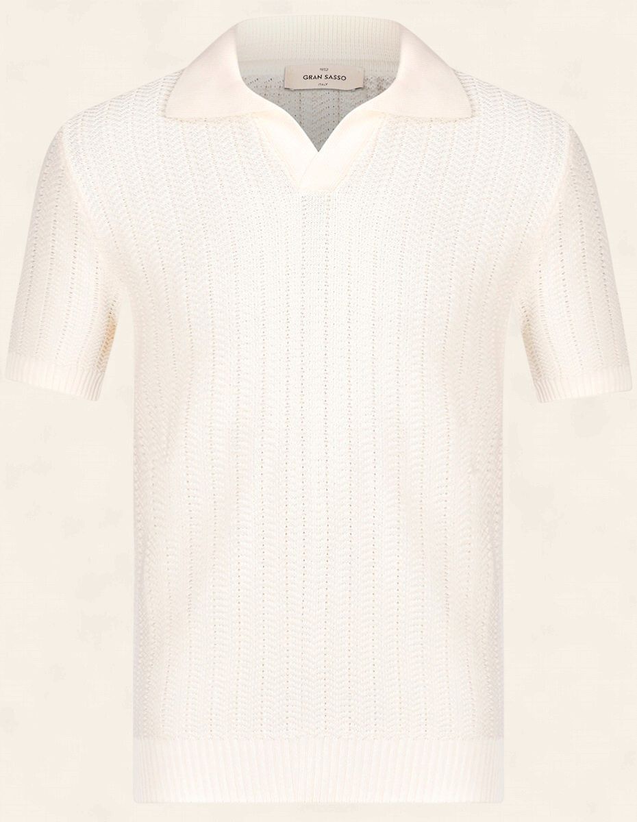 Gran Sasso Buttonless Polo Korte Mouw – Off White