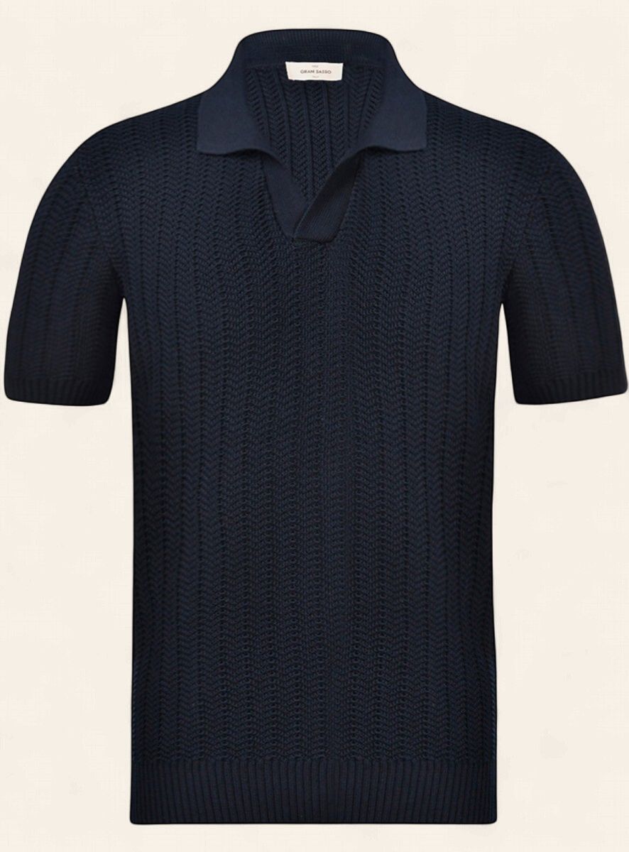Gran Sasso Buttonless Polo Korte Mouw – Navy