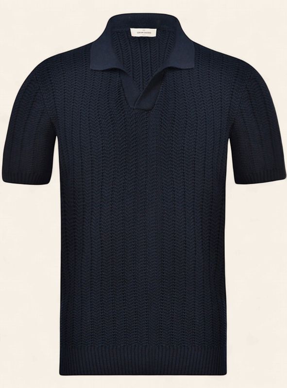 Gran Sasso Buttonless Polo Korte Mouw – Navy