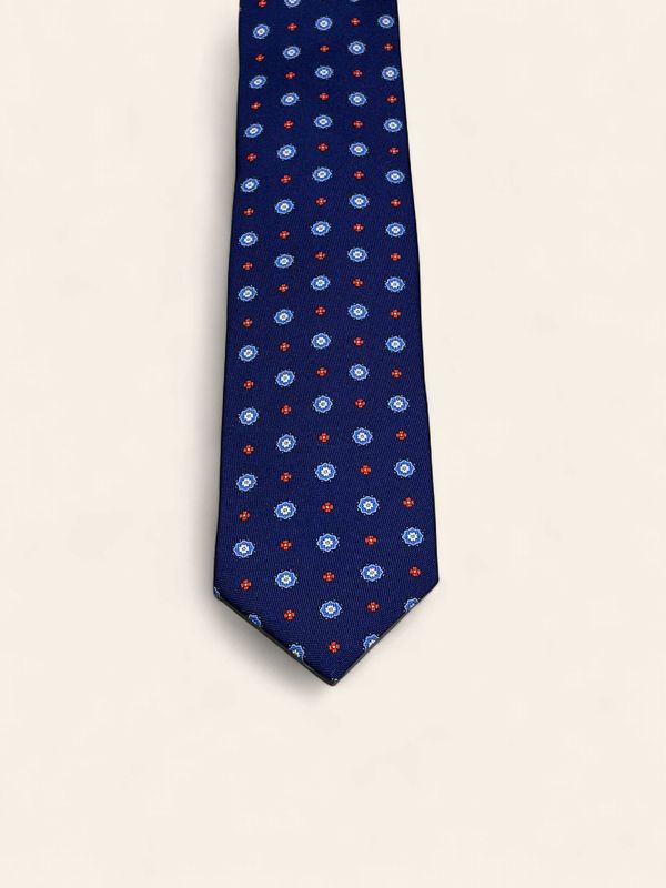 Barba Napoli Silk Tie – Dark Blue Medallion Pattern (53515)
