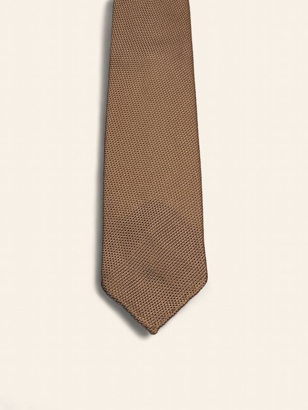 Paolo Albizzati Silk Tie – Cognac Piqué