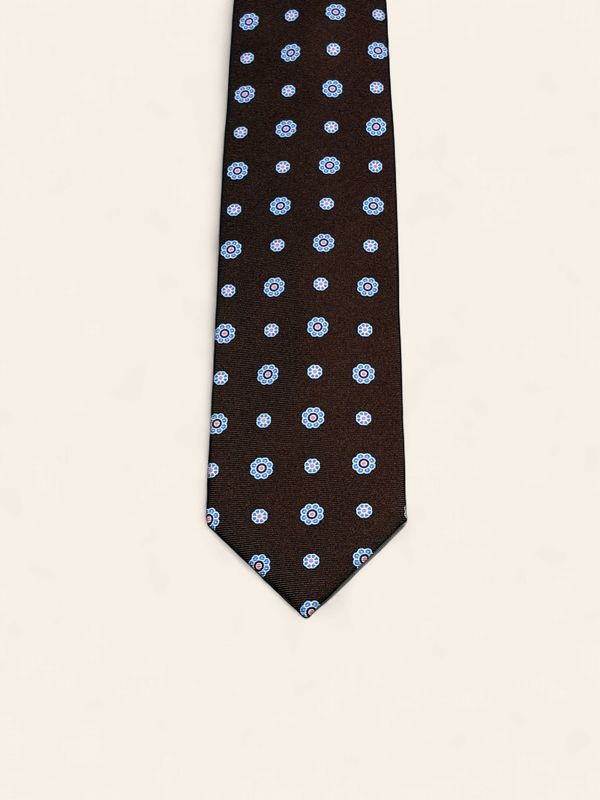 Barba Napoli Silk Tie – Brown/Blue Floral (53518)