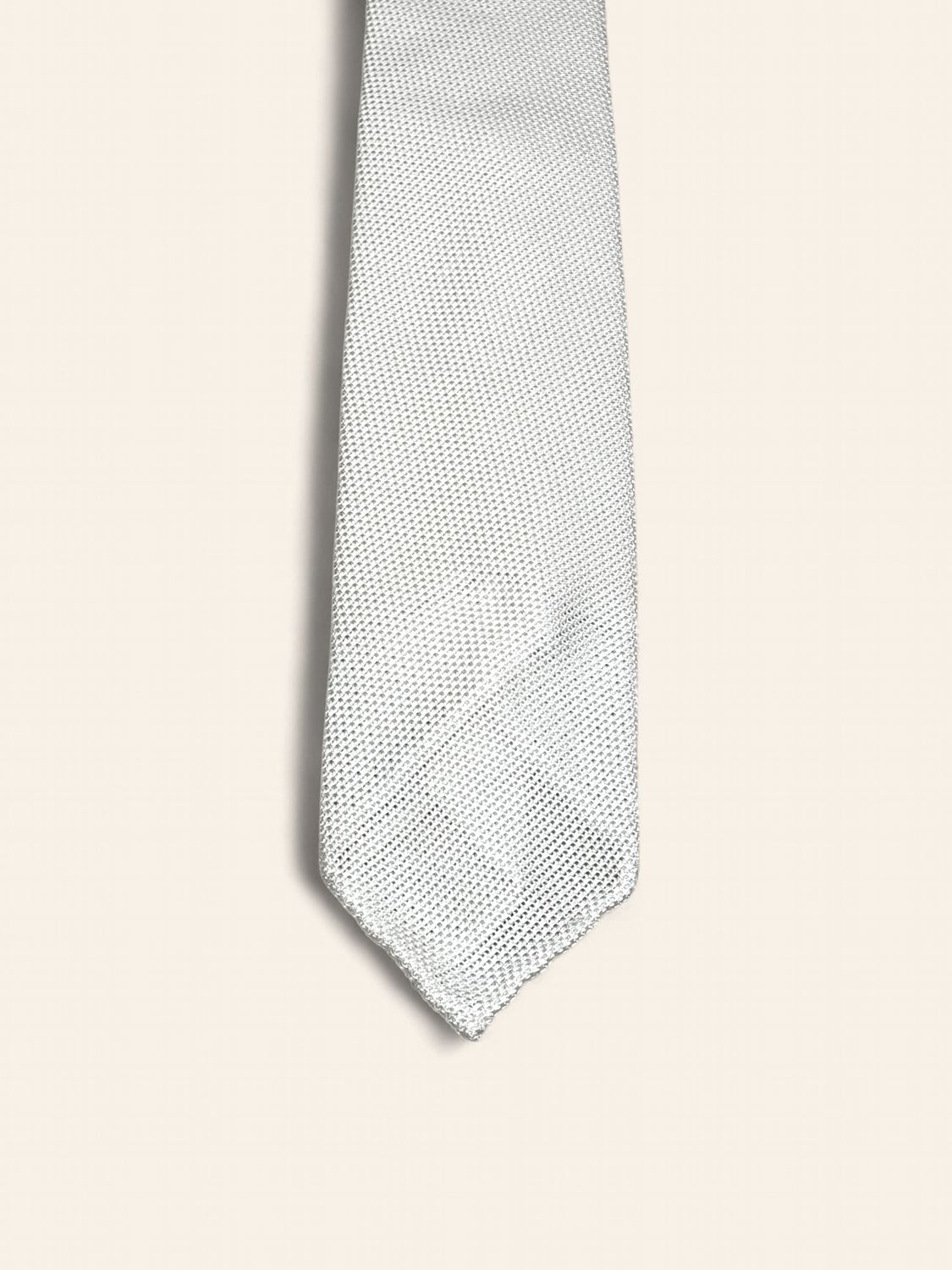 Paolo Albizzati Silk Tie – White/Beige Piqué