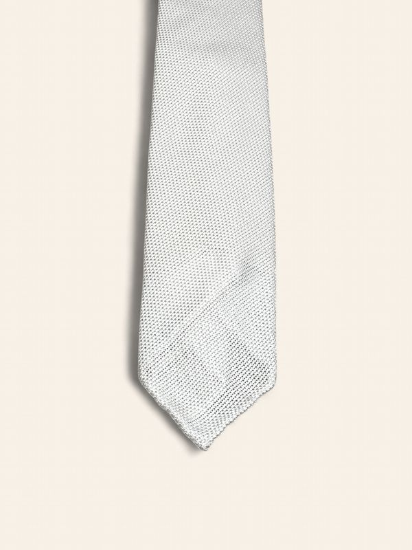 Paolo Albizzati Silk Tie – White/Beige Piqué