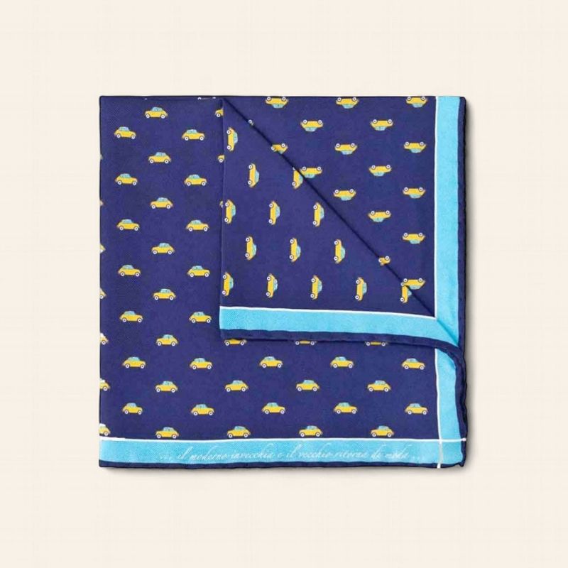 Fefè Napoli Silk Pocket Square – Yellow Cinquent Motif (A5002)