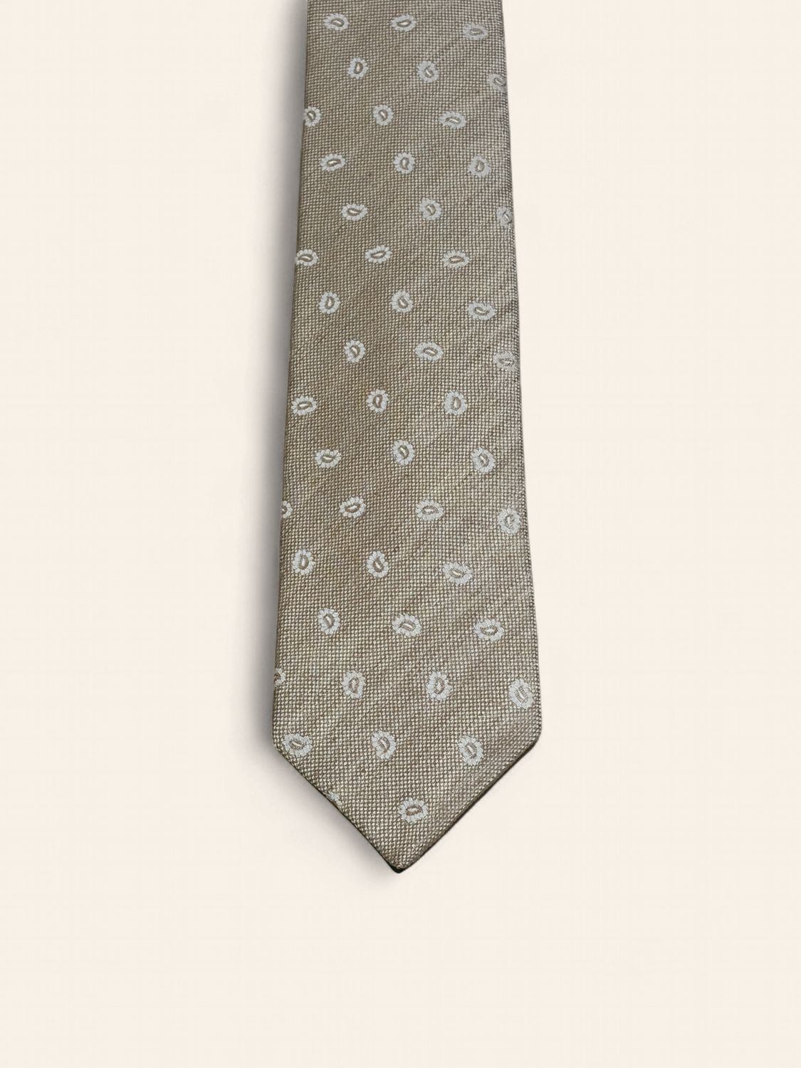 Barba Napoli Silk &amp; Linen Tie – Beige Pattern (53526)