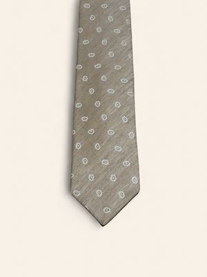 Barba Napoli Silk &amp; Linen Tie – Beige Pattern (53526)