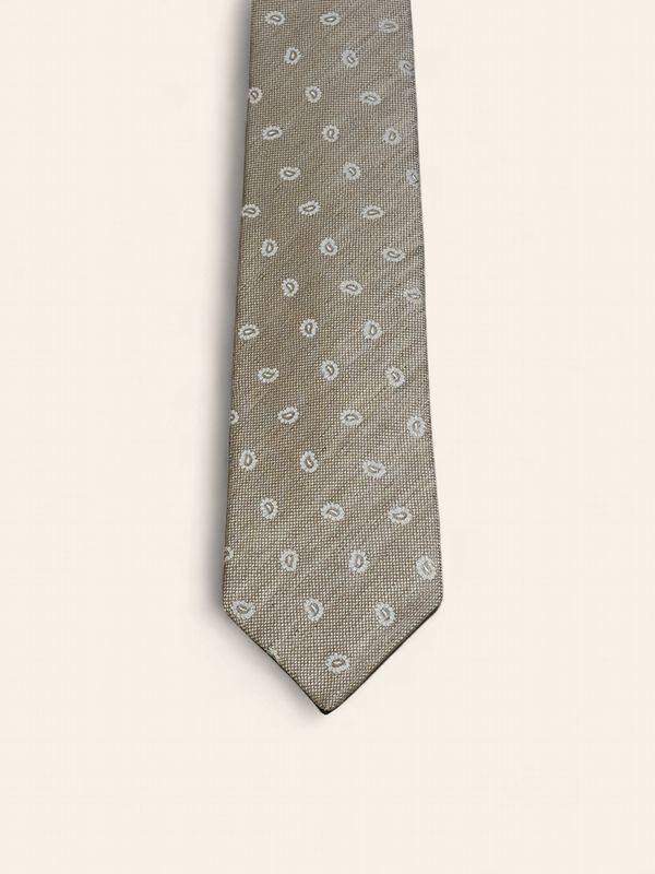 Barba Napoli Silk &amp; Linen Tie – Beige Pattern (53526)