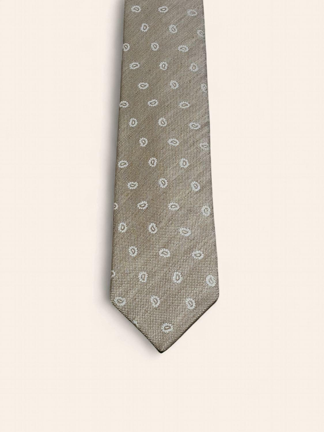 Barba Napoli Silk & Linen Tie – Beige Pattern (53526) Barba Napoli Silk & Linen Tie – Beige Pattern (53526)