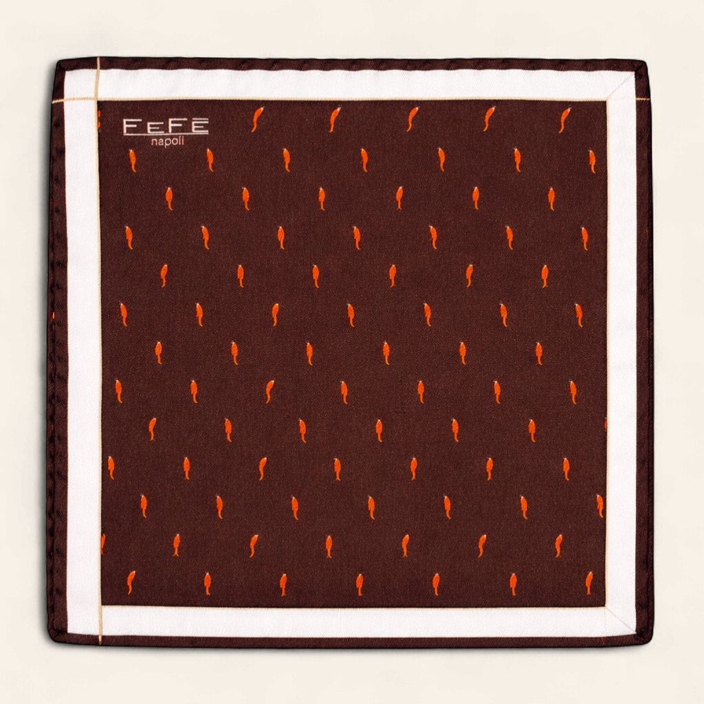 Fefè Napoli Pocket Square – Cornetti Brown