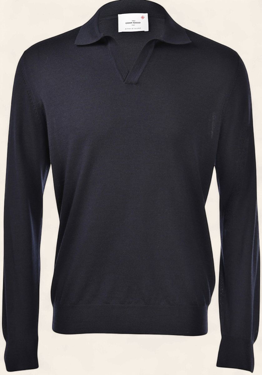 Gran Sasso Athleisure Long Sleeve Polo Navy