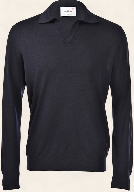 Gran Sasso Athleisure Long Sleeve Polo Navy