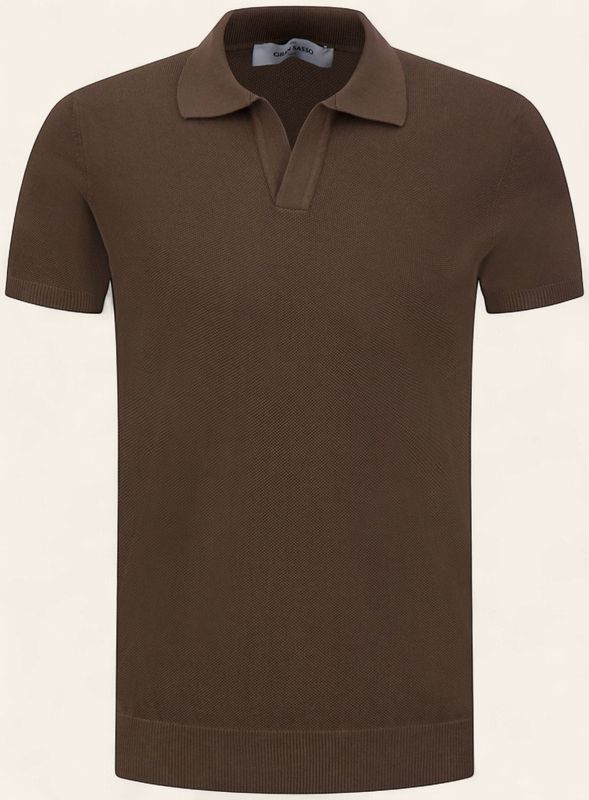 Gran Sasso Knitted Cotton Polo Bruin