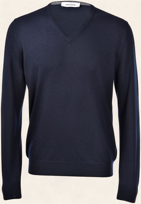 Gran Sasso Extra Fine Merino V-Neck Navy - NOOS