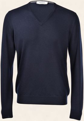 Gran Sasso Extra Fine Merino V-Neck Navy