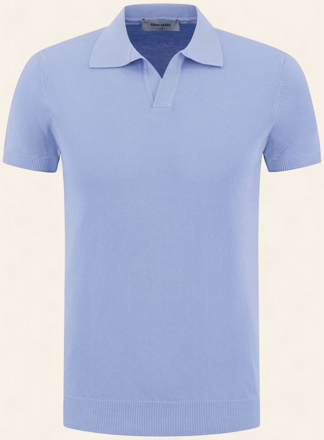 Gran Sasso Knitted Cotton Polo Lichtblauw