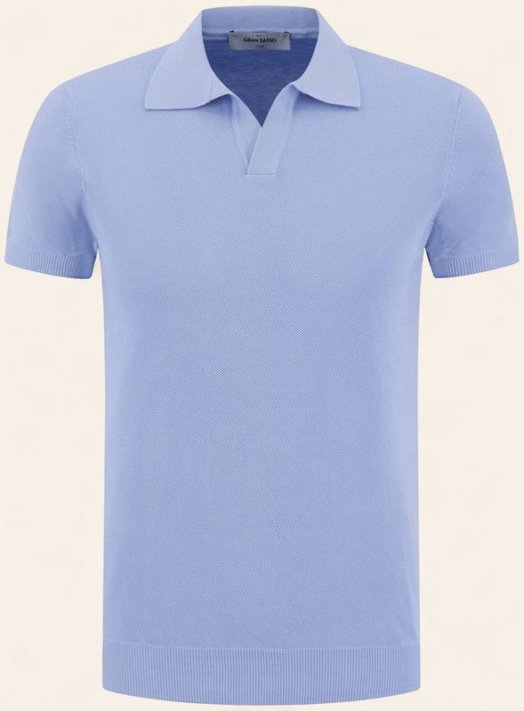 Gran Sasso Knitted Cotton Polo Lichtblauw