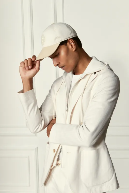 Gran Sasso Jacket – Off White Pinstripe Hoodie Blazer - Cotton &amp; Linnen