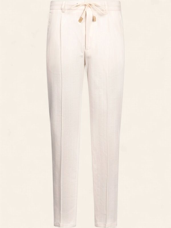 Gran Sasso Trousers – Off White Pinstripe - Cotton &amp; Linnen