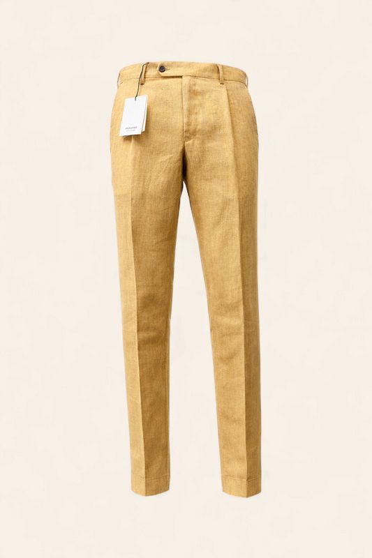 Germano Trousers – Beige Linen Herringbone