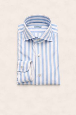 Barba Napoli BActive Neck Shirt – Light Blue / White Stripe