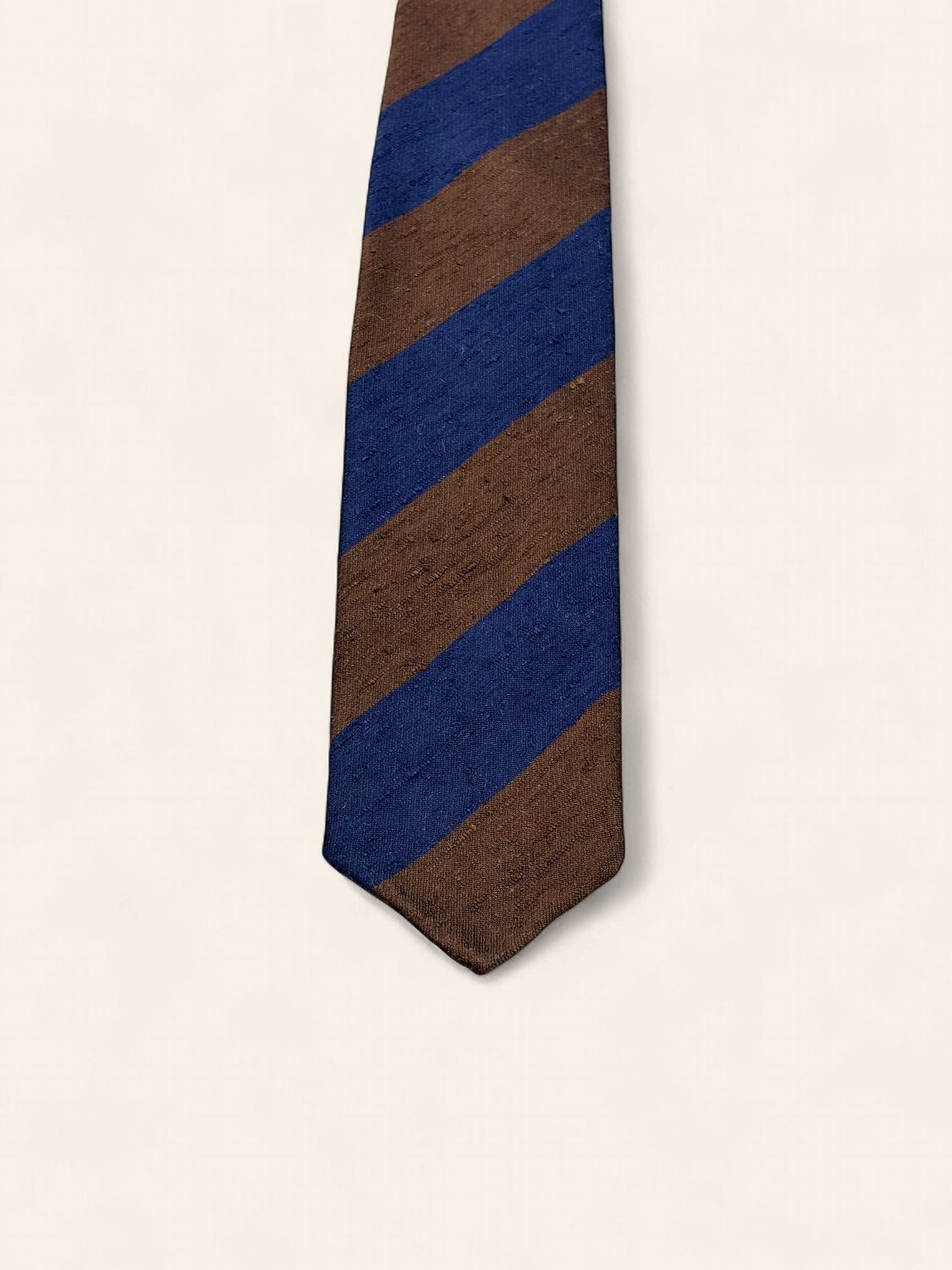 Paolo Albizzati Shantung Silk Tie / Das – Brown &amp; Navy