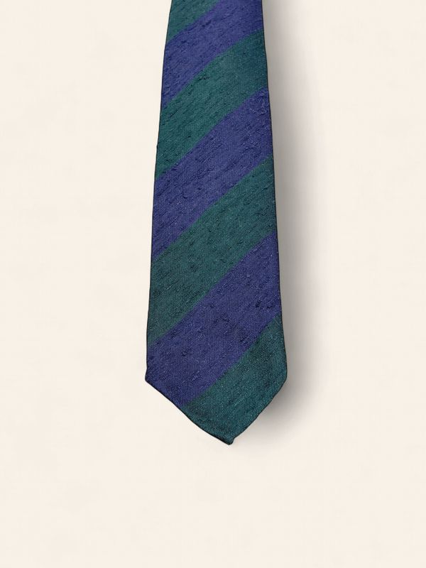 Paolo Albizzati Shantung Silk Tie / Das – Navy &amp; Green