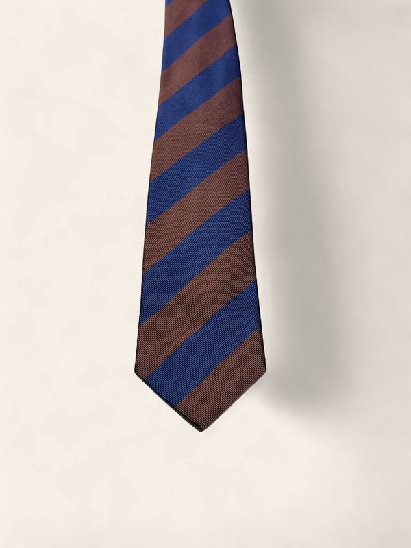 Paolo Albizzati Silk Stripe Tie / Das – Brown &amp; Navy