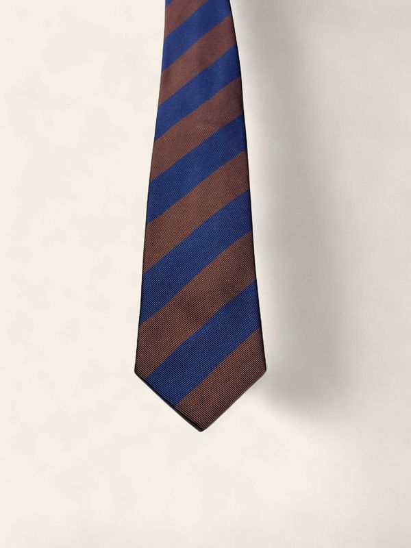 Paolo Albizzati Silk Stripe Tie / Das – Brown &amp; Navy