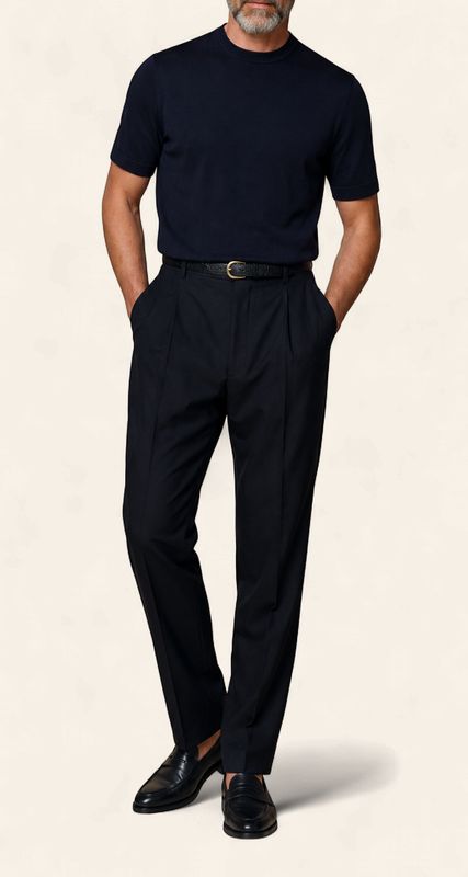 Harvie Blue Label Merino T-shirt – Luxury: Navy