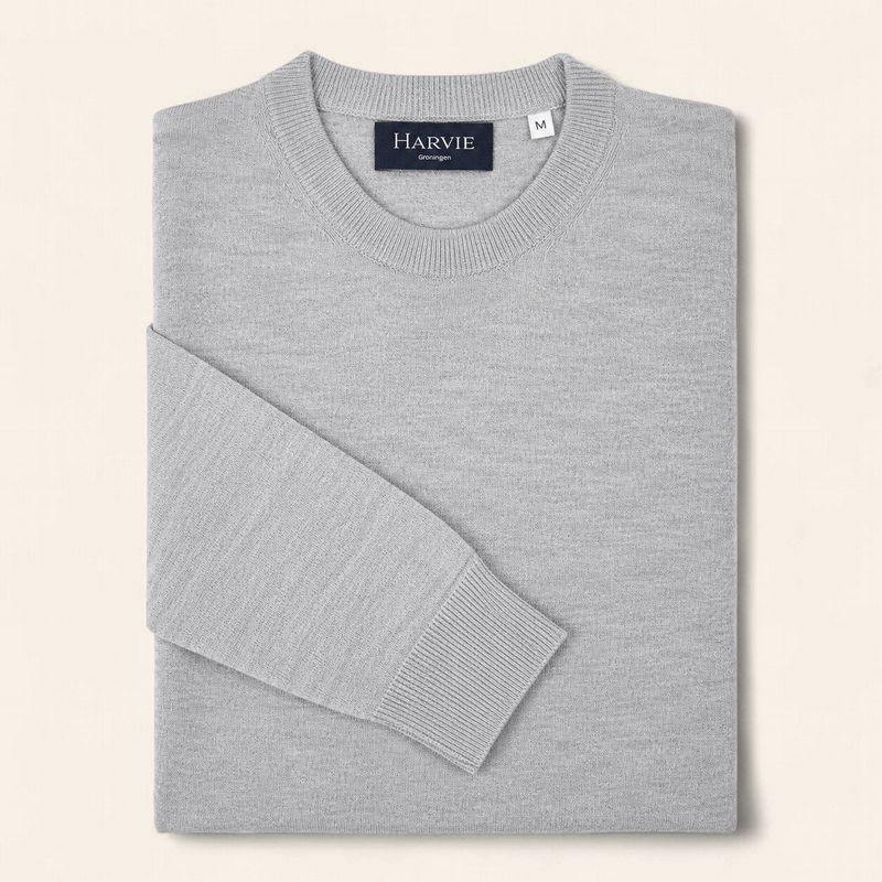 Harvie Blue Label Crewneck – Luxury: Light Grey
