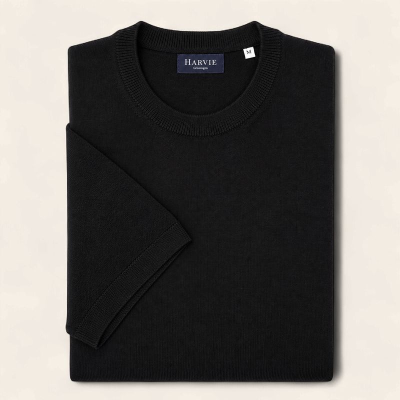 Harvie Blue Label Merino T-shirt – Luxury: Black