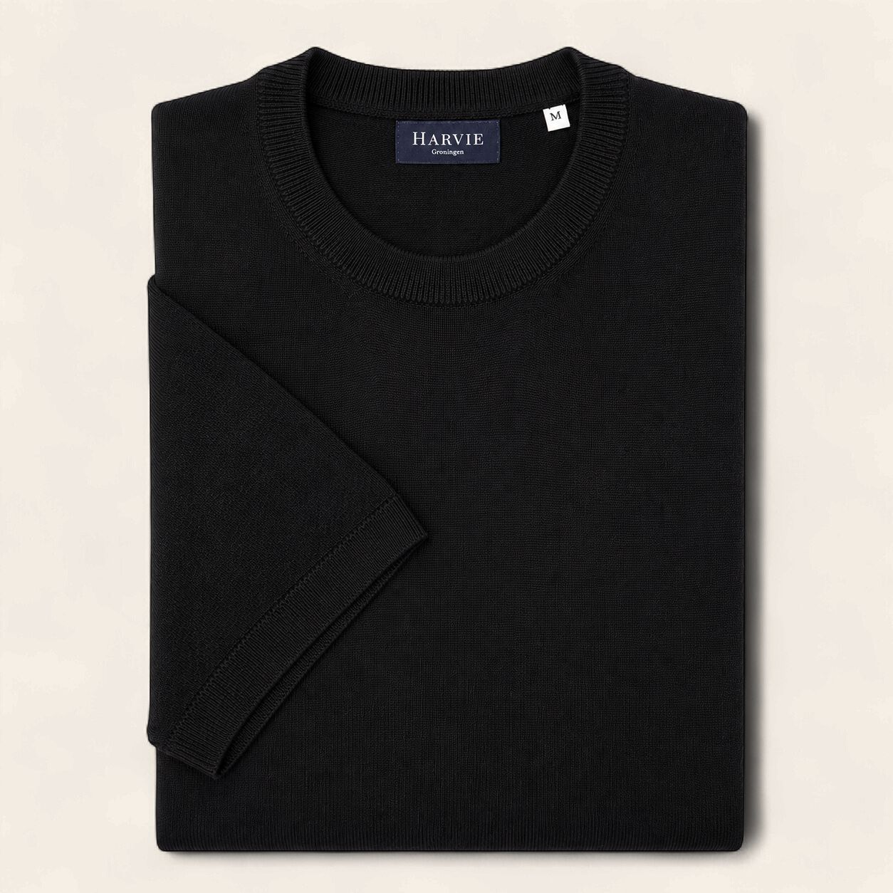 Harvie Blue Label Merino T-shirt – Luxury: Black, Maat: S