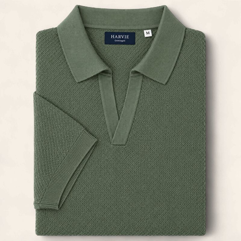 Harvie Blue Label Polo – Crêpe: Sage Green