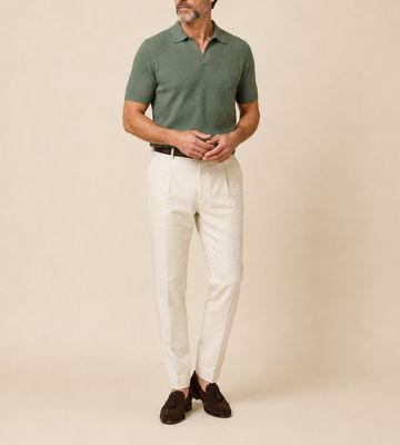 Harvie Blue Label Polo – Crêpe: Sage Green