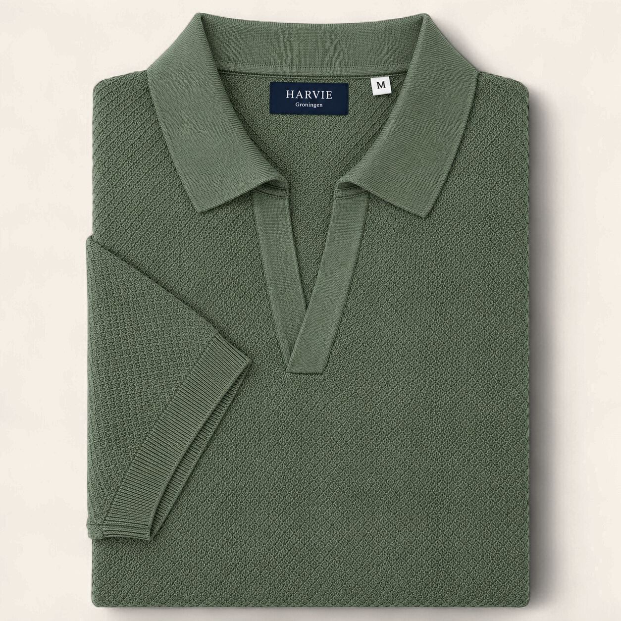 Harvie Blue Label Polo – Crêpe: Sage Green, Maat: S