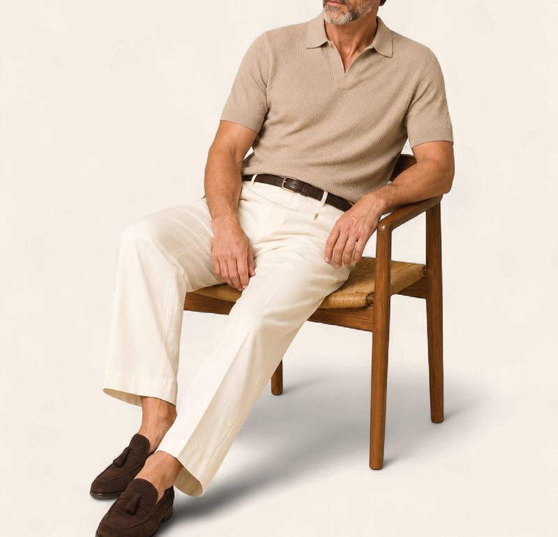 Harvie Blue Label Polo – Crêpe: Beige