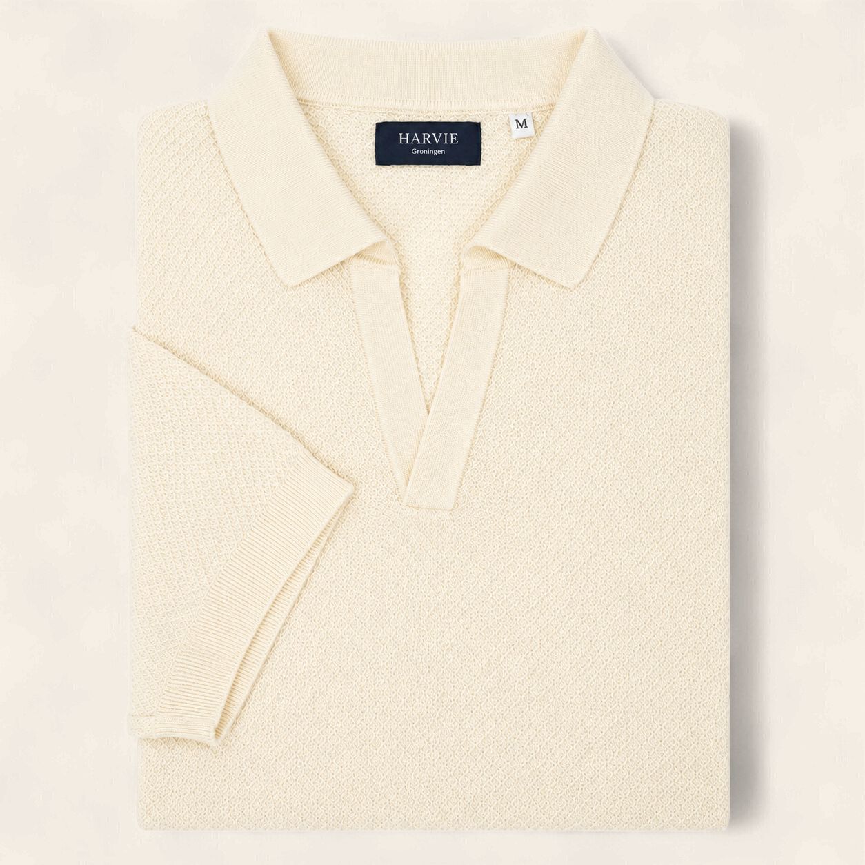 Harvie Blue Label Polo – Crêpe: Beige, Maat: S