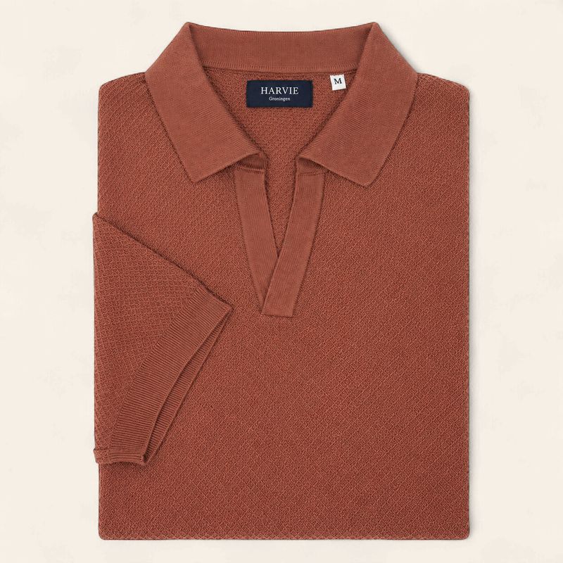 Harvie Blue Label Polo – Crêpe: Brick