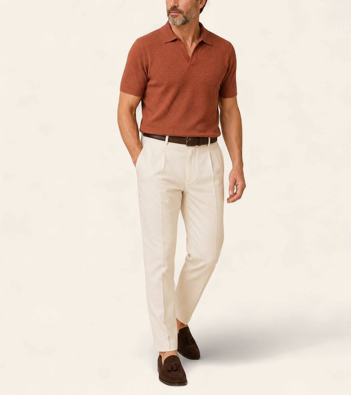 Harvie Blue Label Polo – Crêpe: Brick