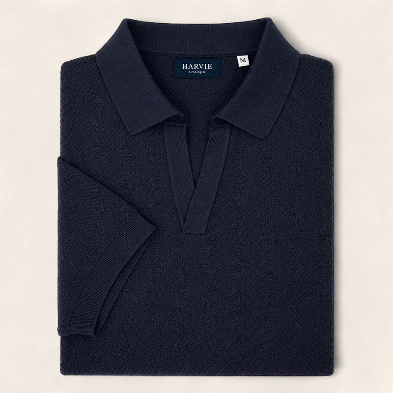 Harvie Blue Label Polo - Crêpe: Navy