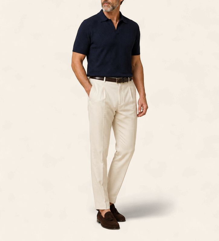 Harvie Blue Label Polo - Crêpe: Navy