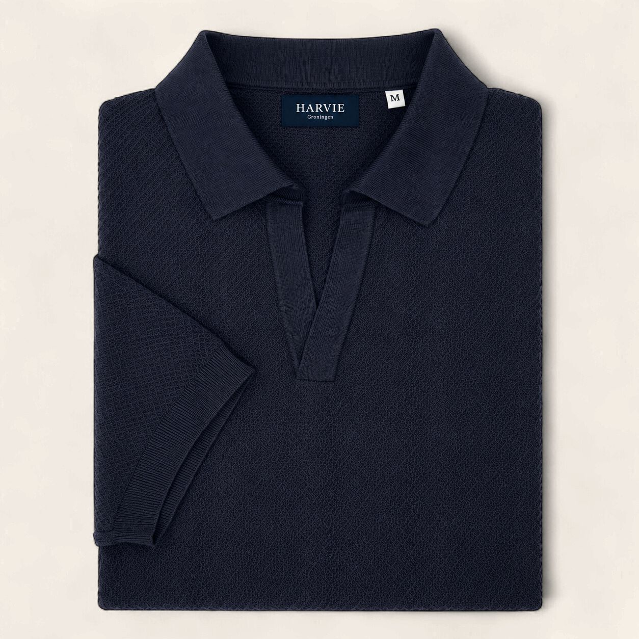 Harvie Blue Label Polo - Crêpe: Navy, Maat: S