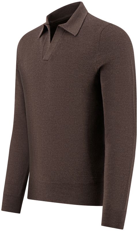 Gran Sasso – Buttonless Polo Trui - Dark Brown