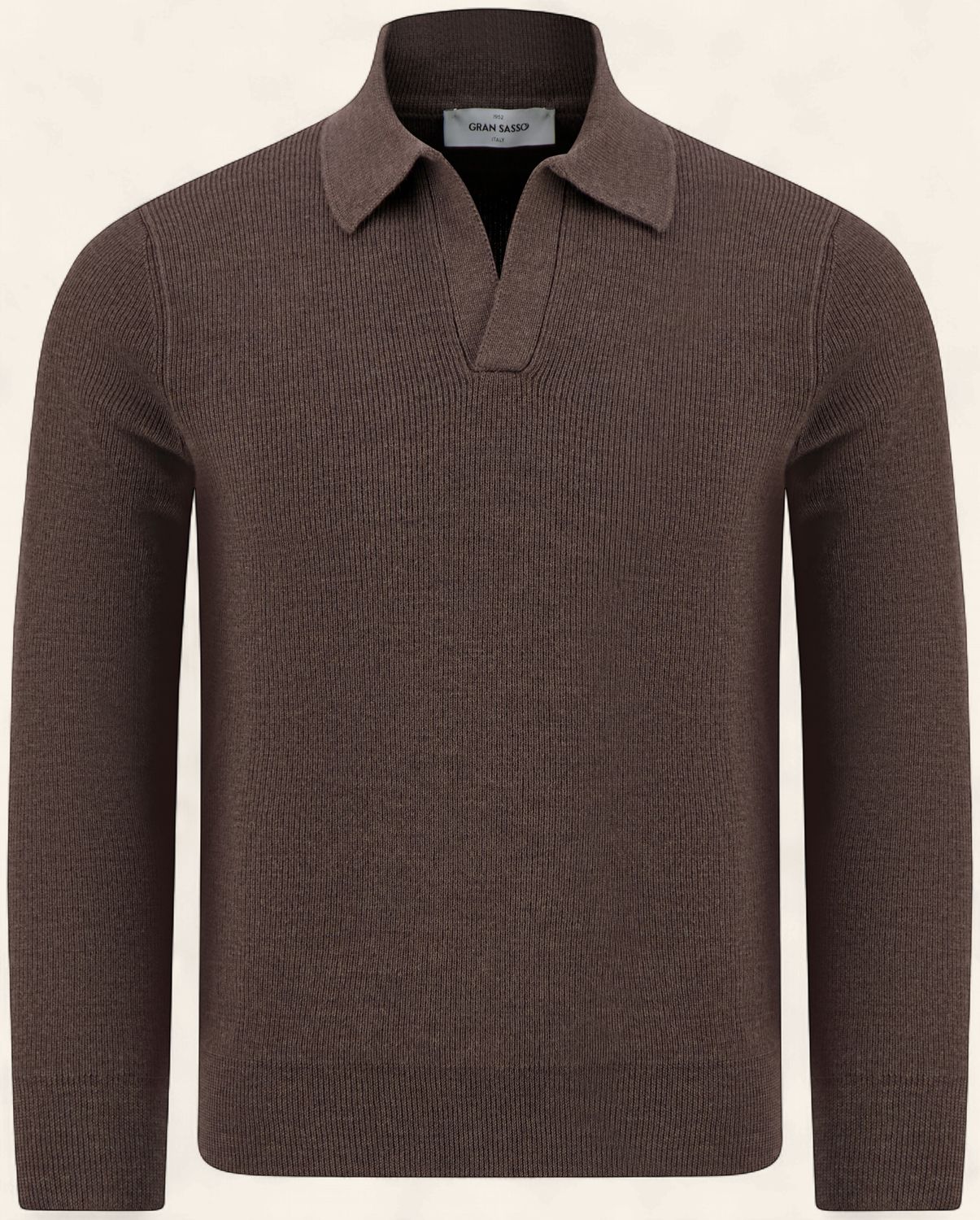 Gran Sasso – Buttonless Polo Trui - Dark Brown, Maat: 48