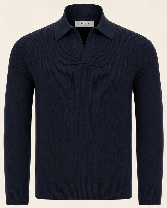 Gran Sasso – Buttonless Polo Trui - Navy