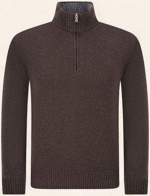 Gran Sasso – Quarter Zip Trui | Dark Brown